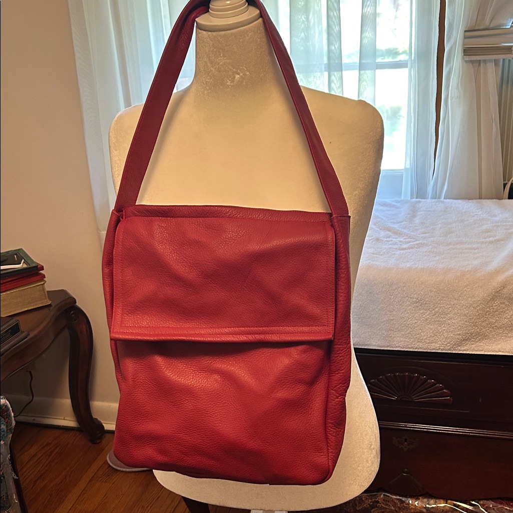 Red Leather Bag  Nwot  Handcrafted